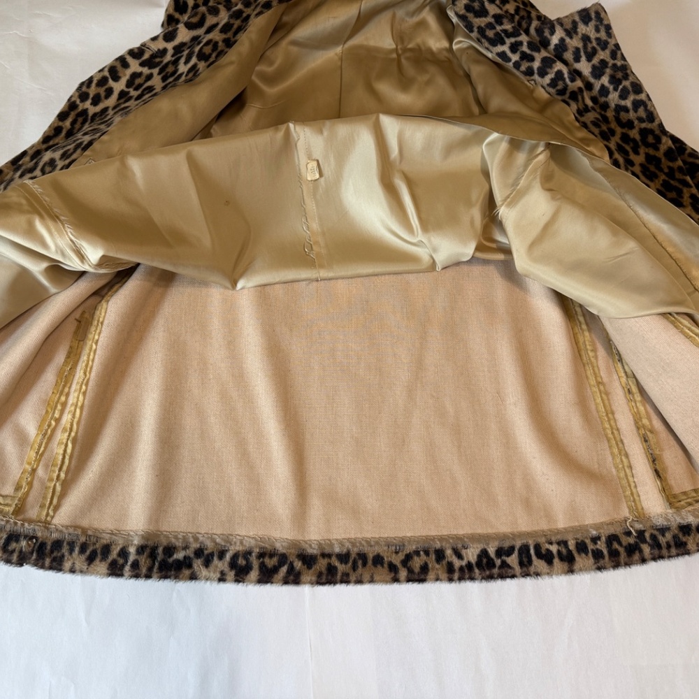 Leopard Print Faux Fur Women's Coat - Brown/Black - Picture 10 of 11